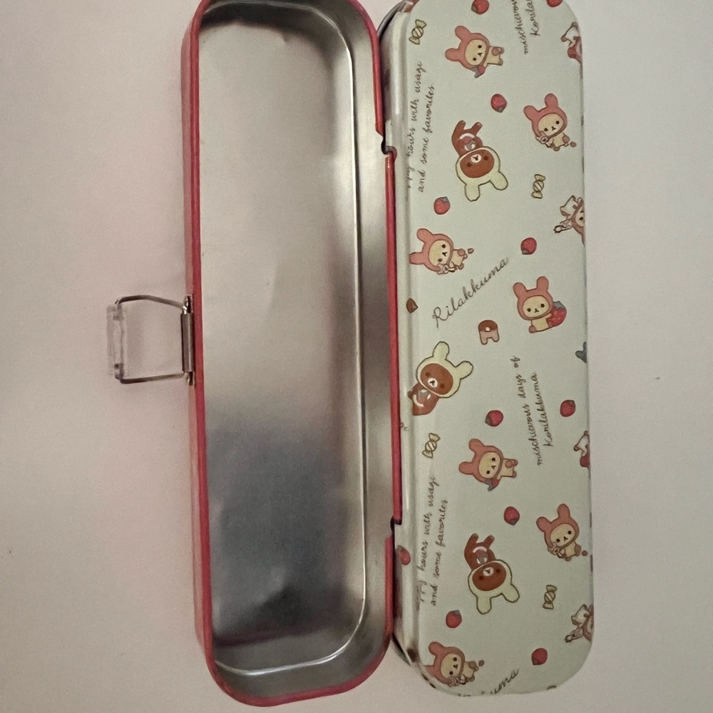 Cute Rilakkuma Bear Metal Tin Double Pencil Case Cute Pen Box School Stationary - Picture 4 of 10